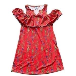 Coastal Tracy Negoshian anchor off the shoulder fringe dress